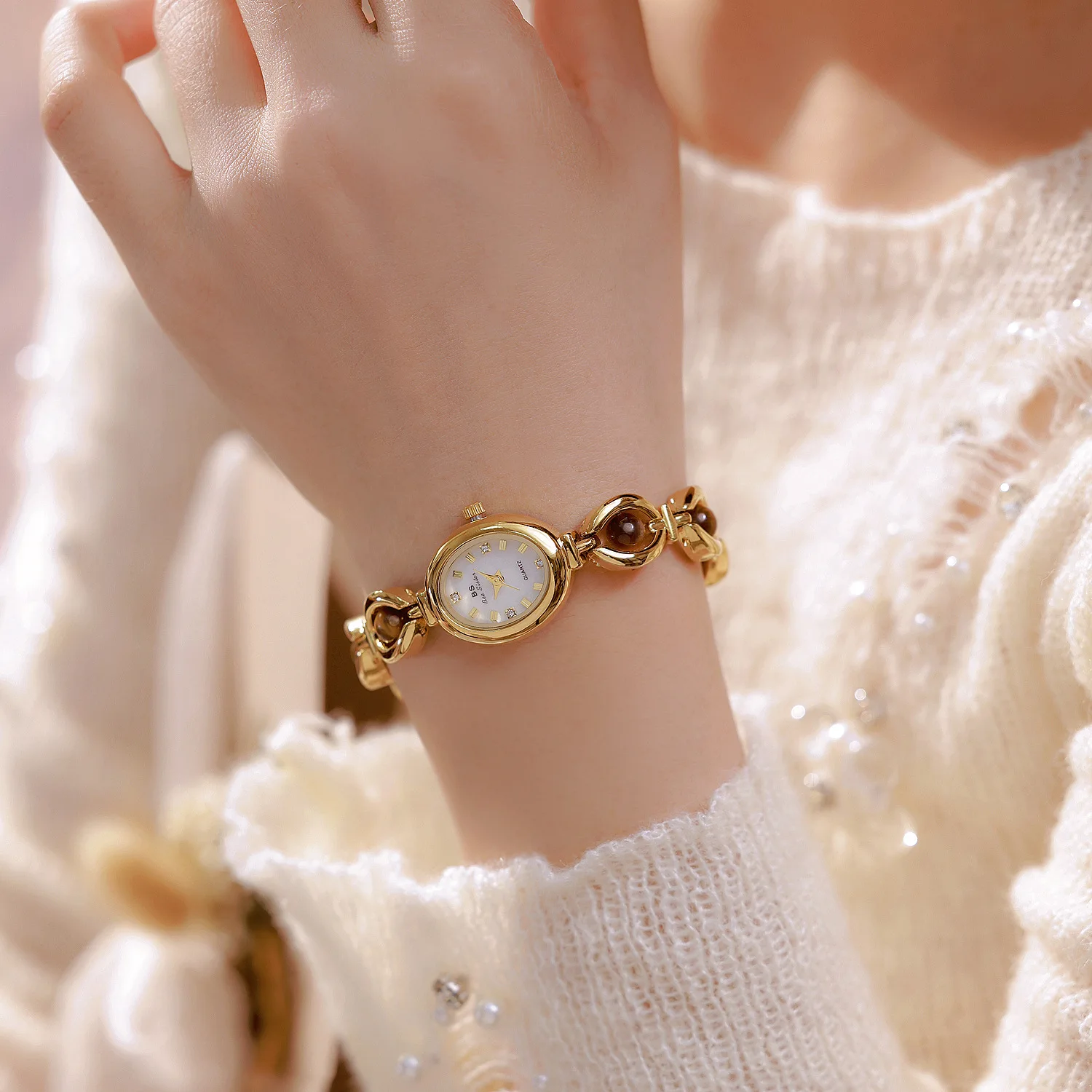 الرجعية الفاخرة امرأة الطبيعية أحجار اليشم ساعات كوارتز موضة أنيقة ساعة يد صغيرة مقاوم للماء ساعة ذهبية سيدة العلامة التجارية الأصلية