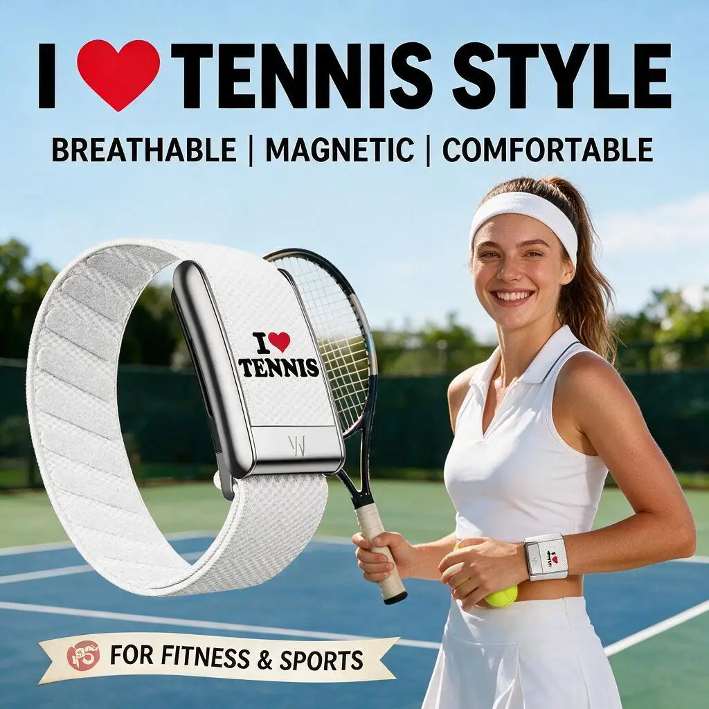 New For WHOOP 5.0 MG Tennis Style White Slogan Nylon Woven Band Printed Sport Replacement Strap Fitness Tracker Accessory