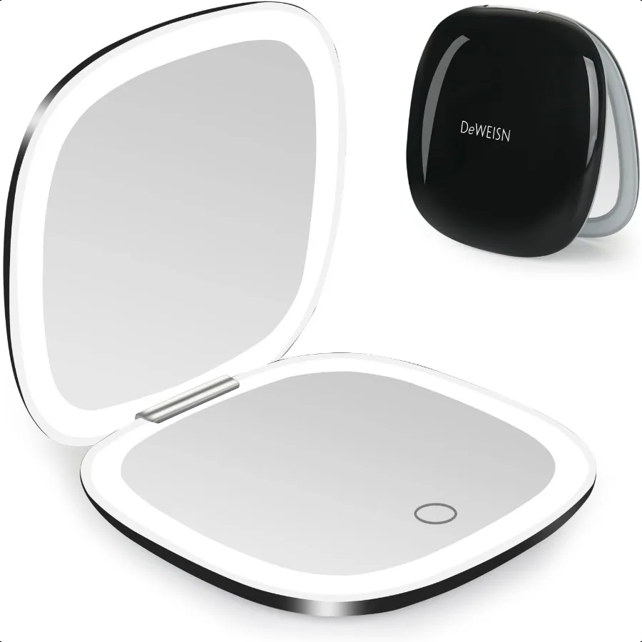 

Compact Mirror Lighted Travel Makeup Mirror with 1X 10X Magnifying Double Sided Dimmable Portable Pocket Mirror for Handbag USB