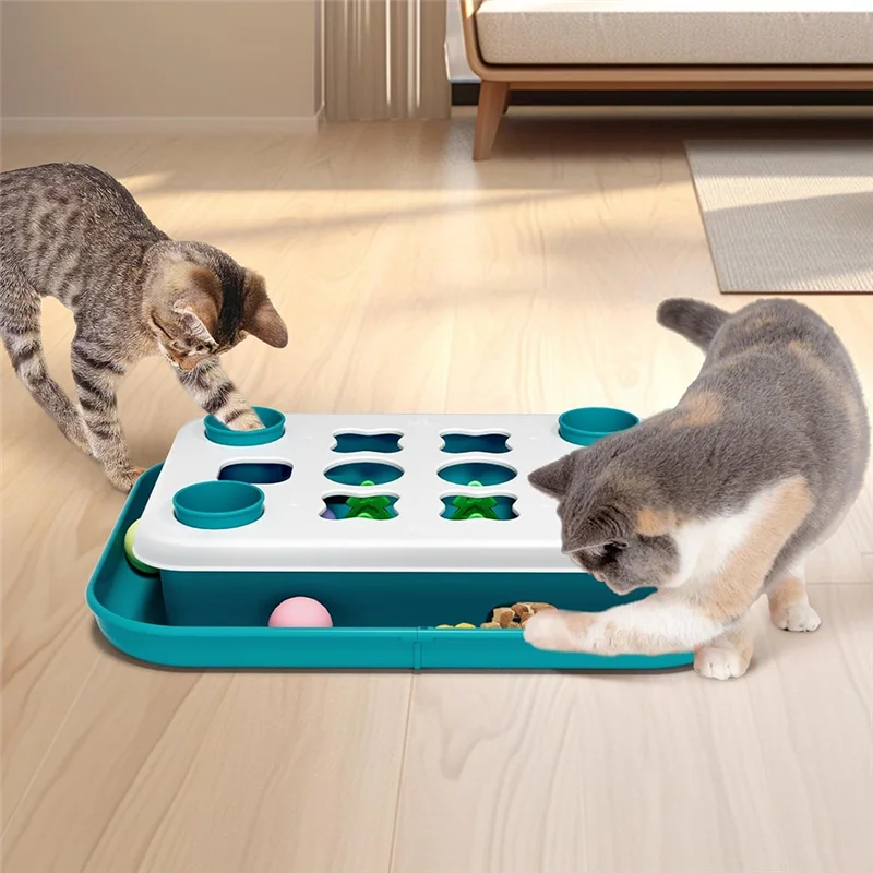 

Cat Treat Puzzle Toy - 2 In 1 Interactive Track Ball Toy & Food Puzzle Slow Feeder For Indoor Cats, Game For Kitten