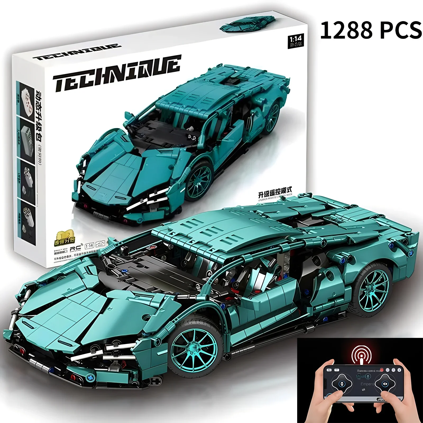 

Technical Racing Sport Car Model Building Blocks technic adults 1:14 DIY Supercar Brick Puzzle Toys Kid Adult Gift（1280+granule）