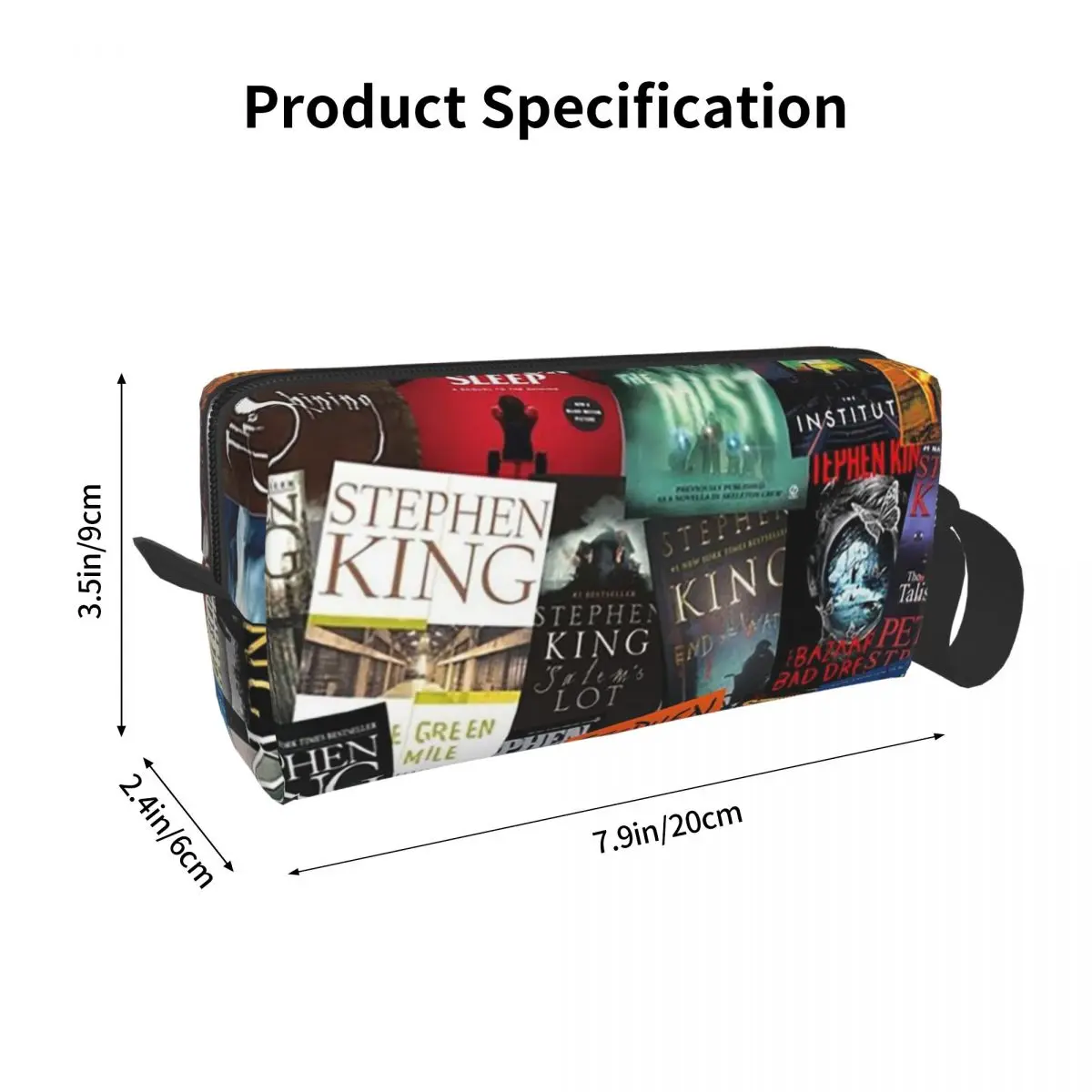 Stephen King Book Covers, Horror Bookworm Pencil Case Pen Box Pencil Bag Stationery Supplies Travel Cosmetic Bag Organizer Pouch