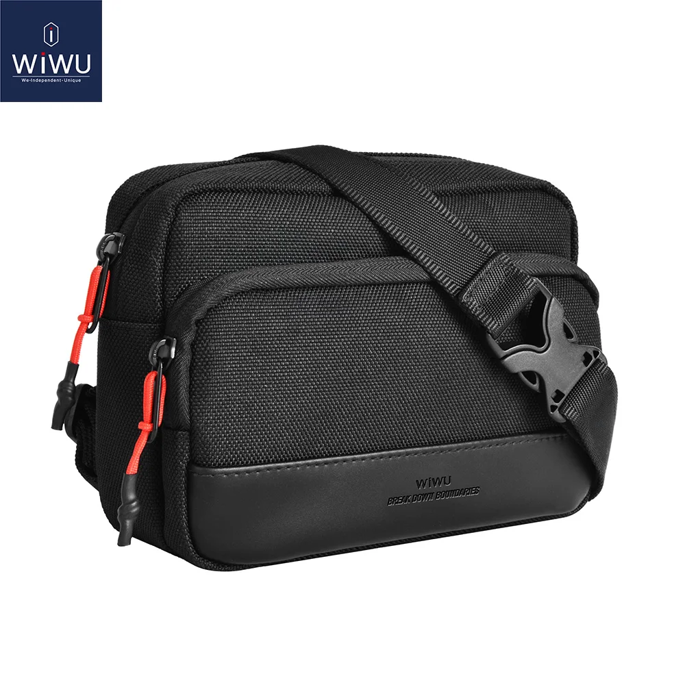 WiWU 2 in 1 Crossbody Bag Double Layer Multi-pockets Water-resistant Carry Bag Shoulder Strip Electronic Gadgets Storage Bags