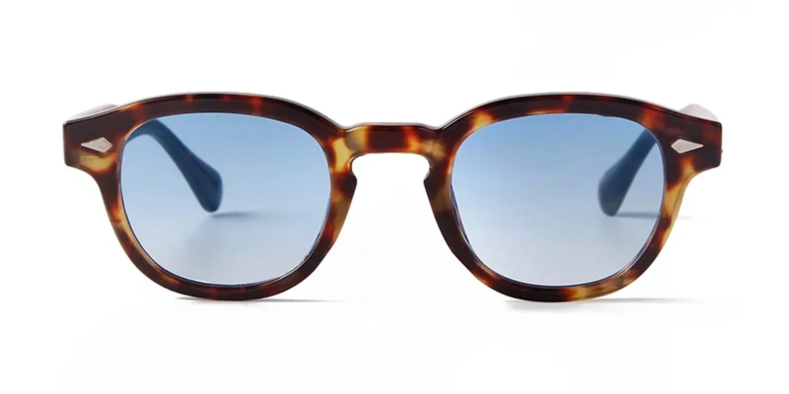 Vintage Rivet High Quality Round Sunglasses New Women Men Brand Design Retro Sun Glasses Yellow Blue Lens Square Eyewear view 2