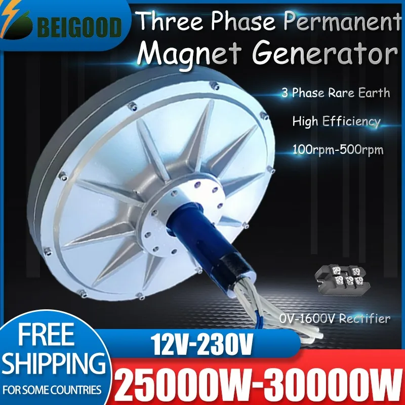 Free Energy Compact Structure High Volume Wind Turbine Generator 500Rpm 25000W 220V Windmill AC DC Power Magnetic Alternator