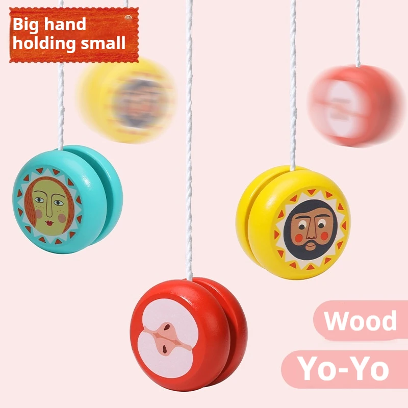 Cartoon Wooden Yo Yo For Children Hand Eye Coordination Cultivation Children Educational And Nostalgic Toys Birthday Cute Gifts