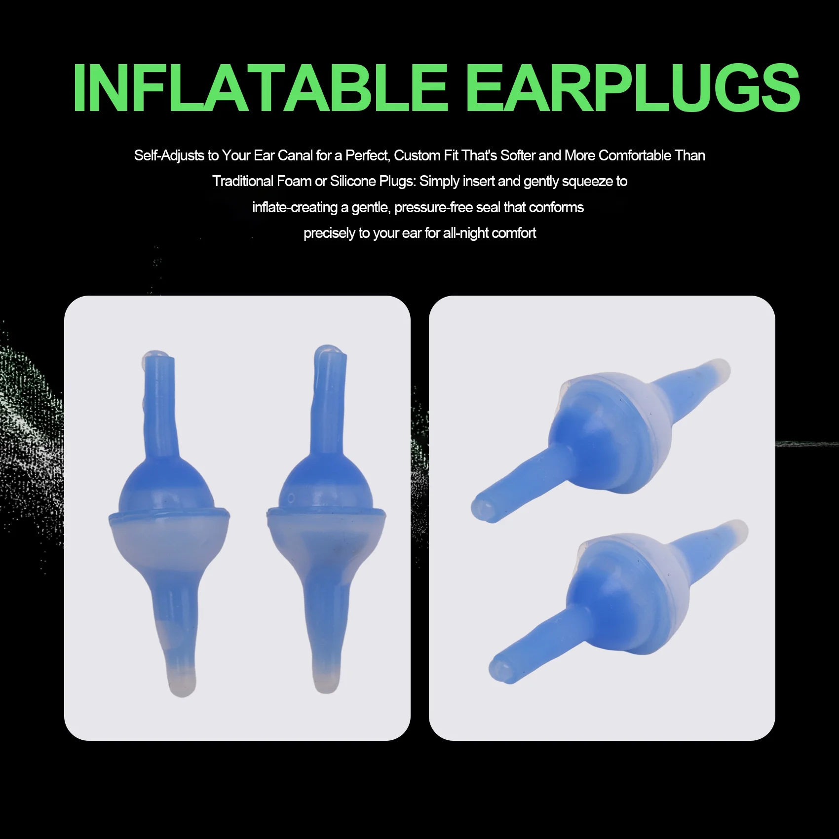 BTLIFE-slaaphulp opblaasbare oordopjes 2-paar zelfaanpassende vloeibare oordopjes, herbruikbare waterdichte siliconen oorkussens