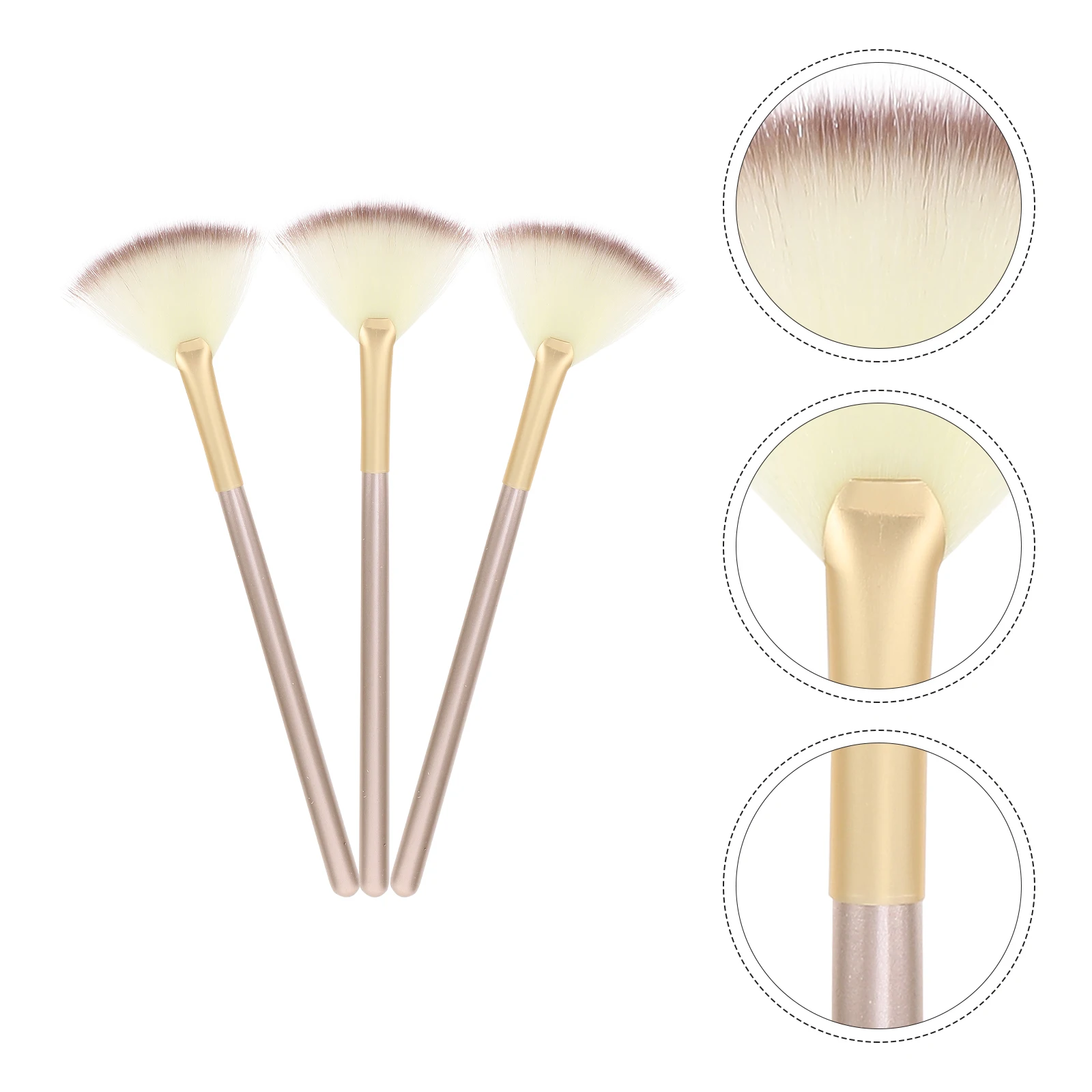 3pcs Makeup Brush Set Fan Shaped Face Tools For Highlighter Blush Contouring Powder Daily Professional Use