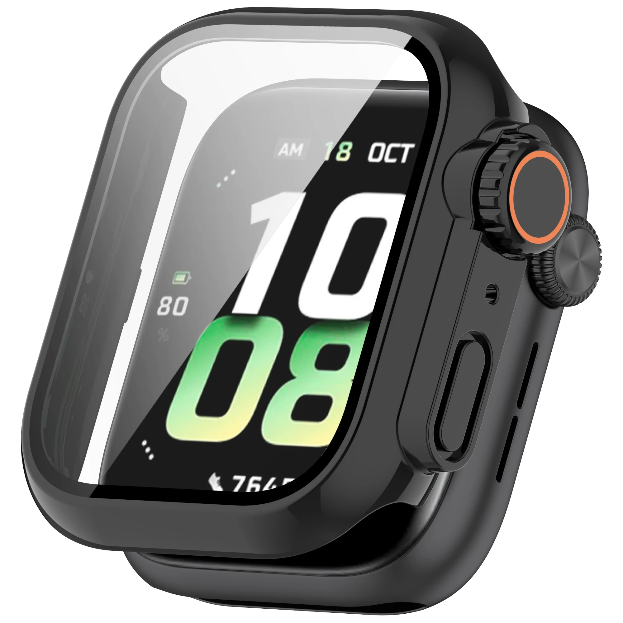 Para Honor Watch 5 PC Caja de reloj integrada de vidrio templado Protector de cobertura total - Negro