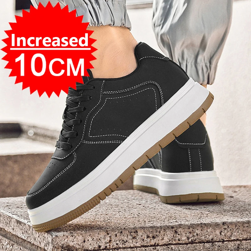 

Men's Invisible Height Increasing Elevator Shoes Lace-up Sporty White Sneakers 8/10cm Taller Size Plus Invisible Elevate Shoes