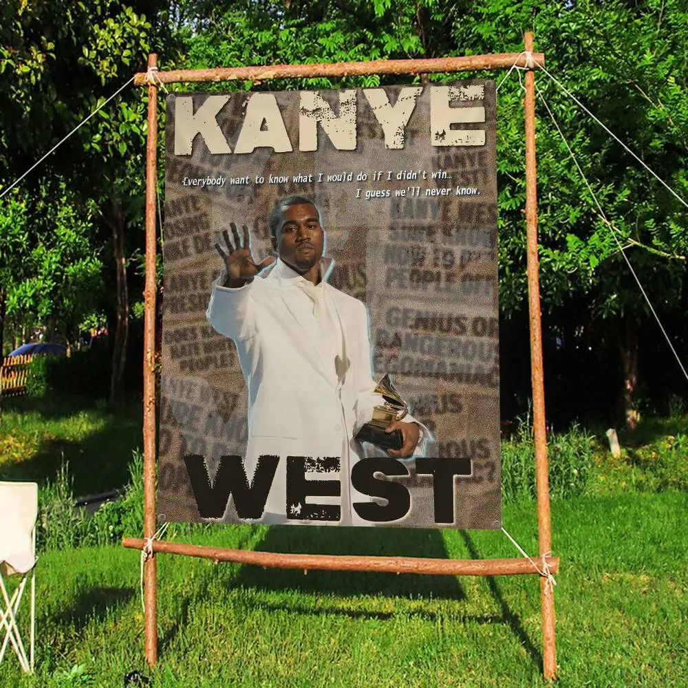 K-Kanye W-West Y-Ye Rapper Small Size Cheerleading Banner Hand Pulled Flag Outdoor Atmosphere Flags