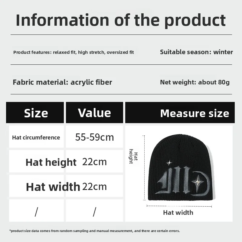 الرجعية الكتابة على الجدران الطباعة البلوز قبعة للنساء الرجال الهيب هوب Y2K Skullies للجنسين الشارع موضة رسالة محبوك ترهل الأغطية