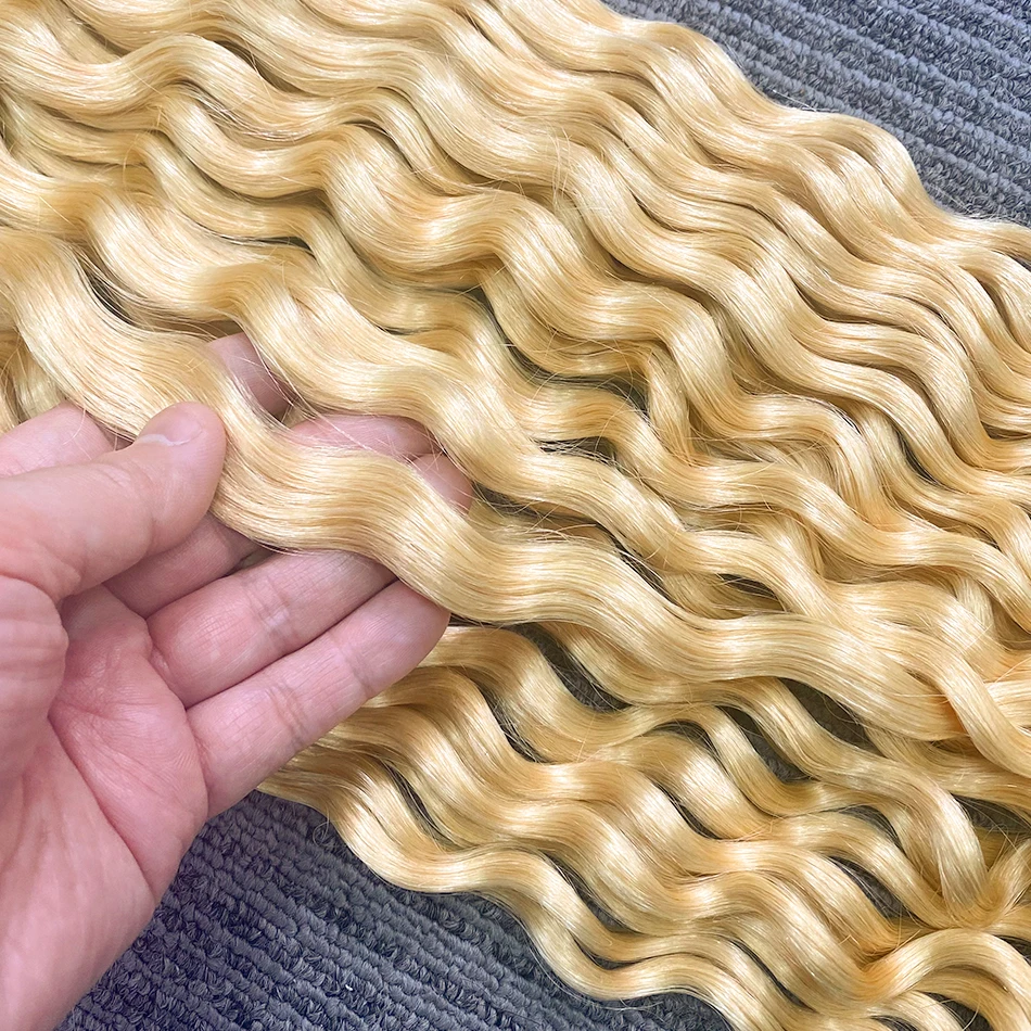 613 Deep Wave Bulk jungfräuliches menschliches Haar natürliche unverarbeitete Flecht verlängerung 18 30 Zoll lockige blonde Farbe für Fashion ista