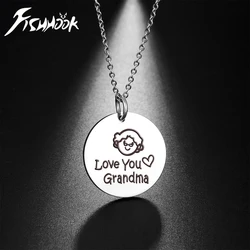 Grandma Grandpa Necklace Family Chain Gift For Grandfather Grandmother Woman Men Kid Child Grandson Stainless Steel Jewelry