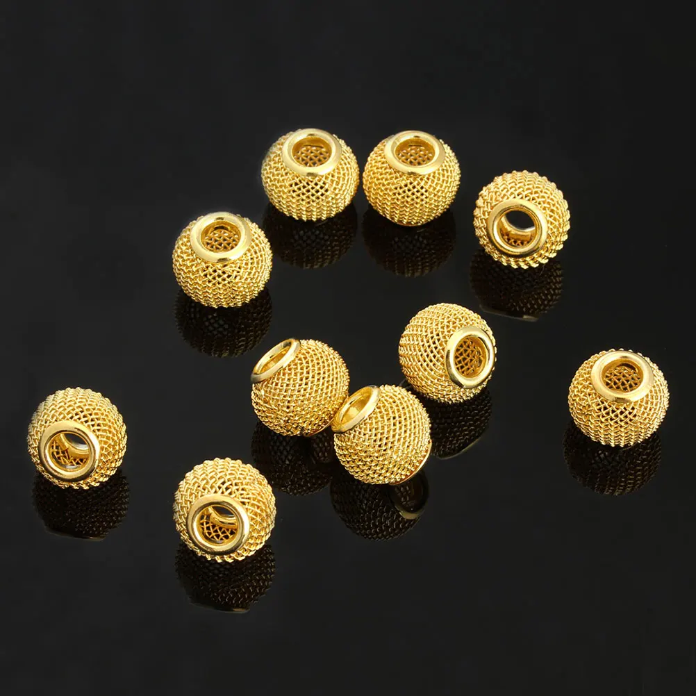 

50 pcs Alloy Spacer Beads Mesh Ball Shape Diy Pendant Charms For Jewelry Making Bracelet Necklace Keychain Craft Decoration