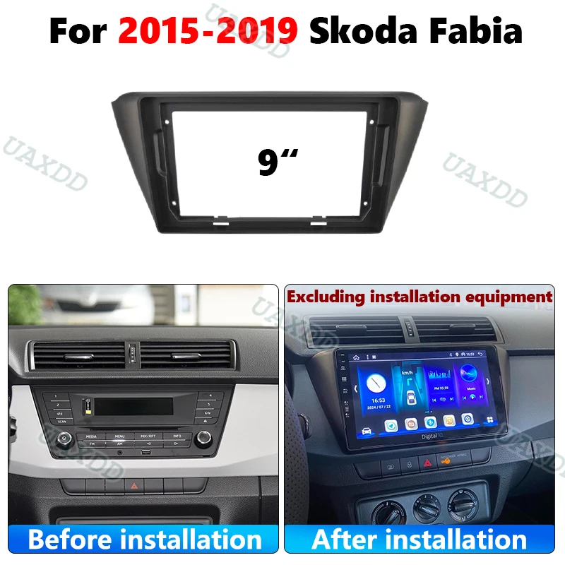2 Din Car For 208-2019 Skoda Fabia 9Inch 10.1Inch Stereo Radio Android Frame Cd Kit Panel Automotive Center Fascia Cable Plastic