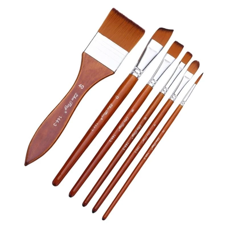 9pcs professioneller Holzpackung Pinsel Nylon Borstenpinsel für Künstleranfänger