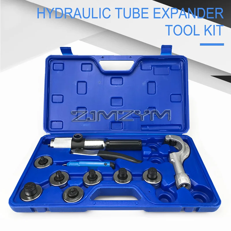 1Set Hydraulic Tube Expander Tool Kit with Pipe Expander Heads Deburring Tool And Pipe Cutter for Copper Tube Refrigeration Work