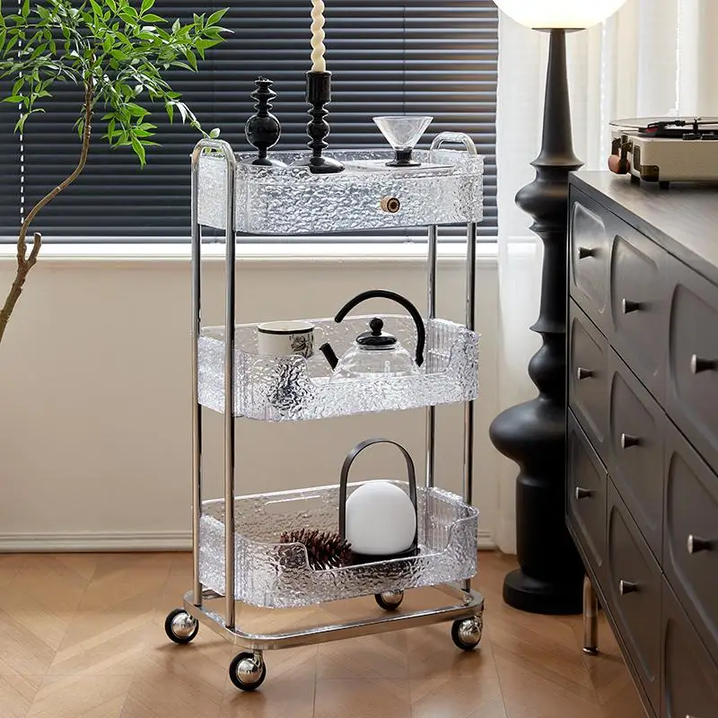 Premium beauty cart Special trolley for beauty salons Skin management Mobile rack Light luxury transparent tool cart