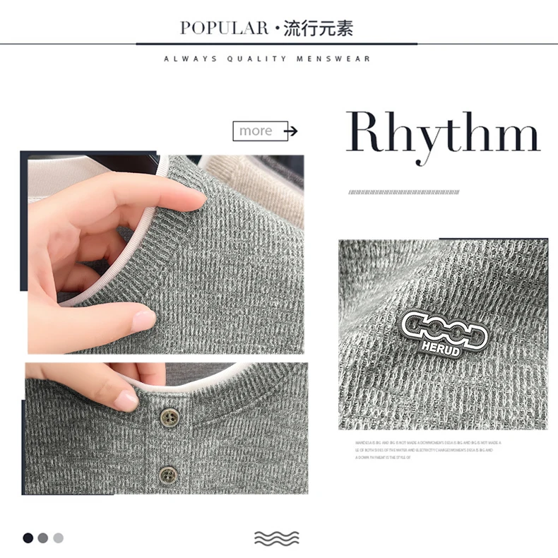 Exquisiter bestickter Herren-Langarm-Pullover, Luxusmarke, Herbst, Baumwolle, Rundhals-Pullover, Strickware, modische Freizeitkleidung für Herren – Detail 11