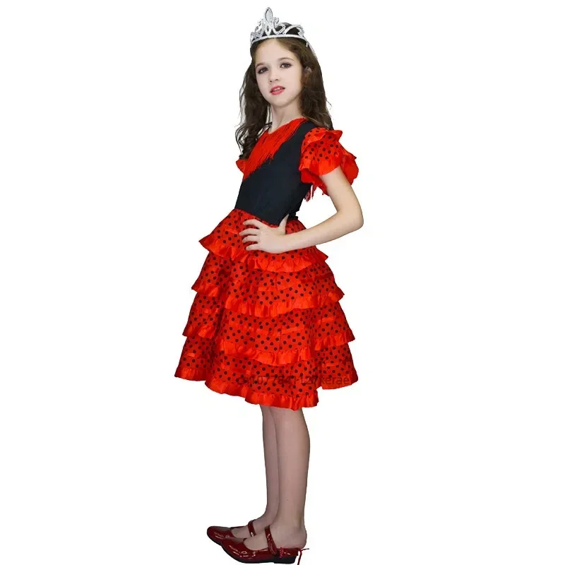Spanisches Flamenco-Tanzkleid mit Rüschen für Mädchen, Kinder, Festival, Party, Bühnenauftritt, Ballkleid für Reisen – Detail 9