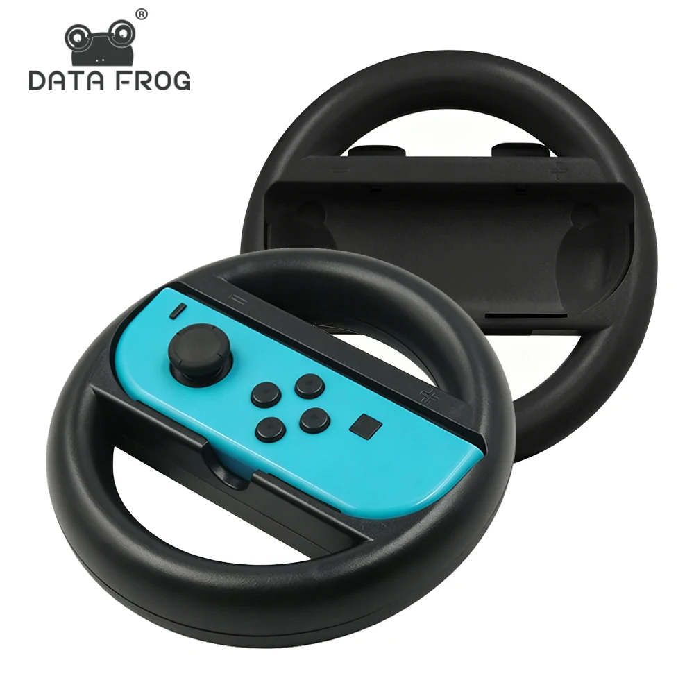 Data Frog Racing Wheel for Switch Joycon, 2/4PK Steering Wheel Adapter with Thumb Grips, Ideal for Mario Kart & Family Game