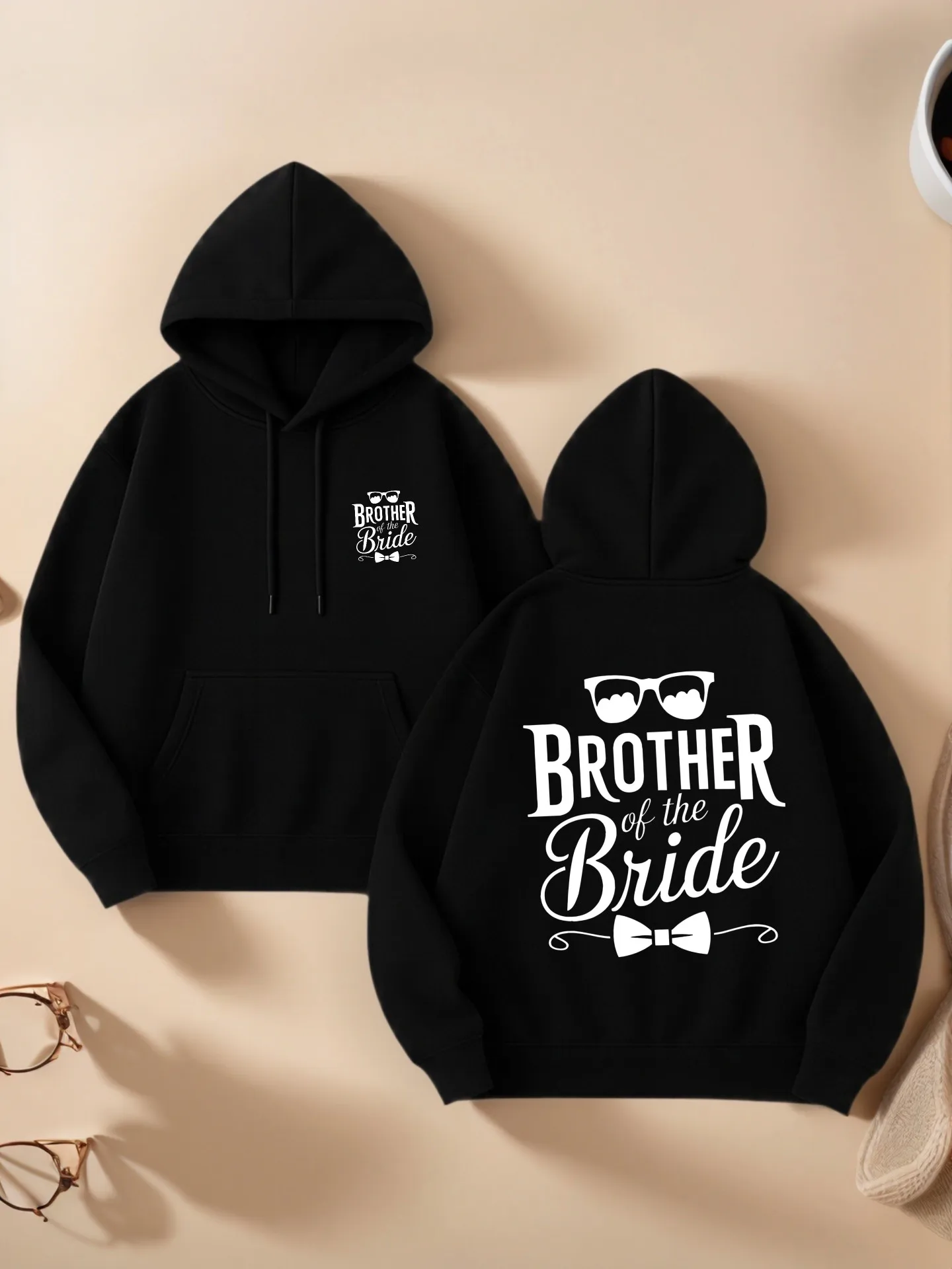 

Graphic Hoodie, Brother of the Bride Print, Casual Aesthetic, Soft Fabric, Casual Everyday Wear, For Men