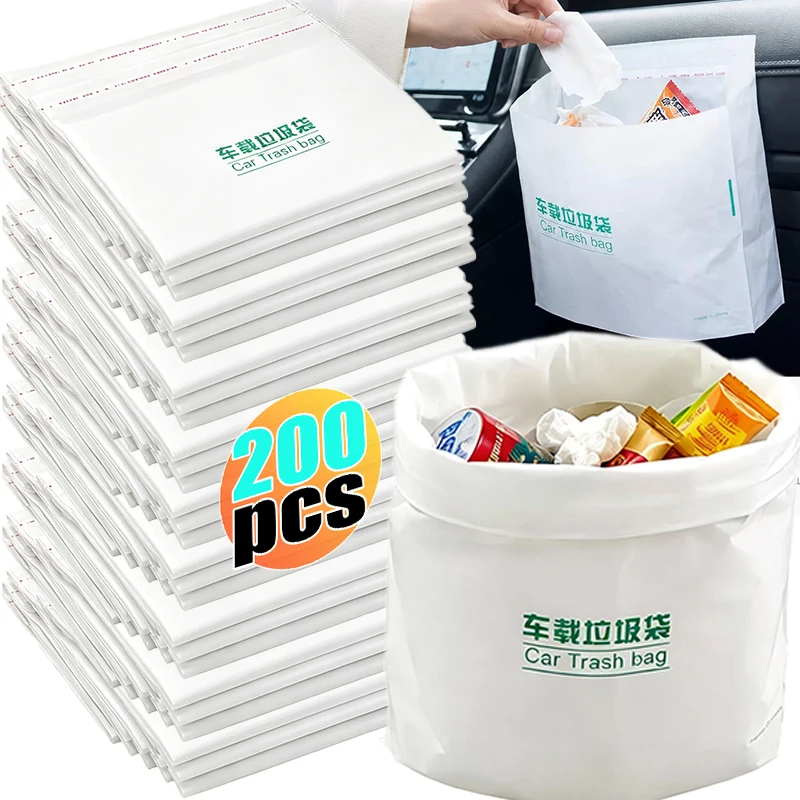 Self‑Standing Car Trash Bag Disposable PLA Leakproof Thick Adhesive Garbage Pouch Universal Auto Waste Storage Container