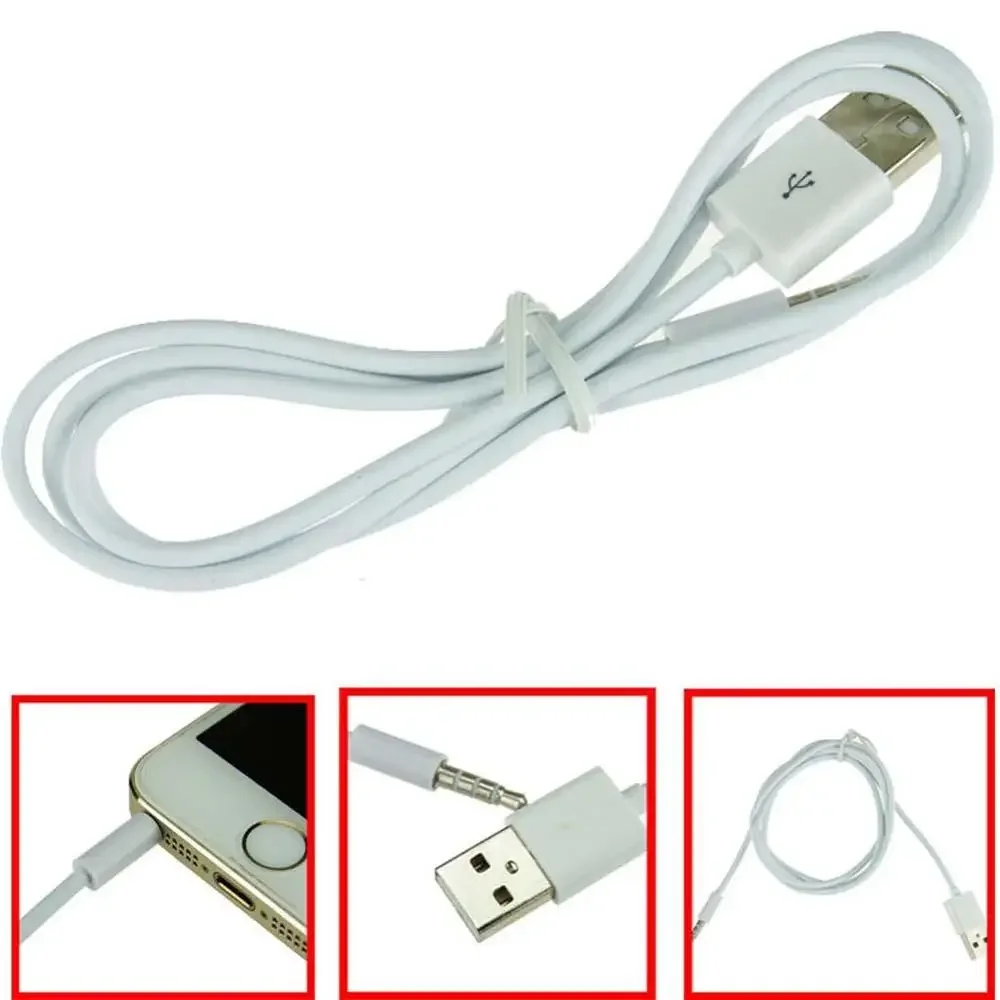 New 3.5mm AUX Audio Plug Jack to USB 2.0 Male Charge Audio Cable Adapter Cord