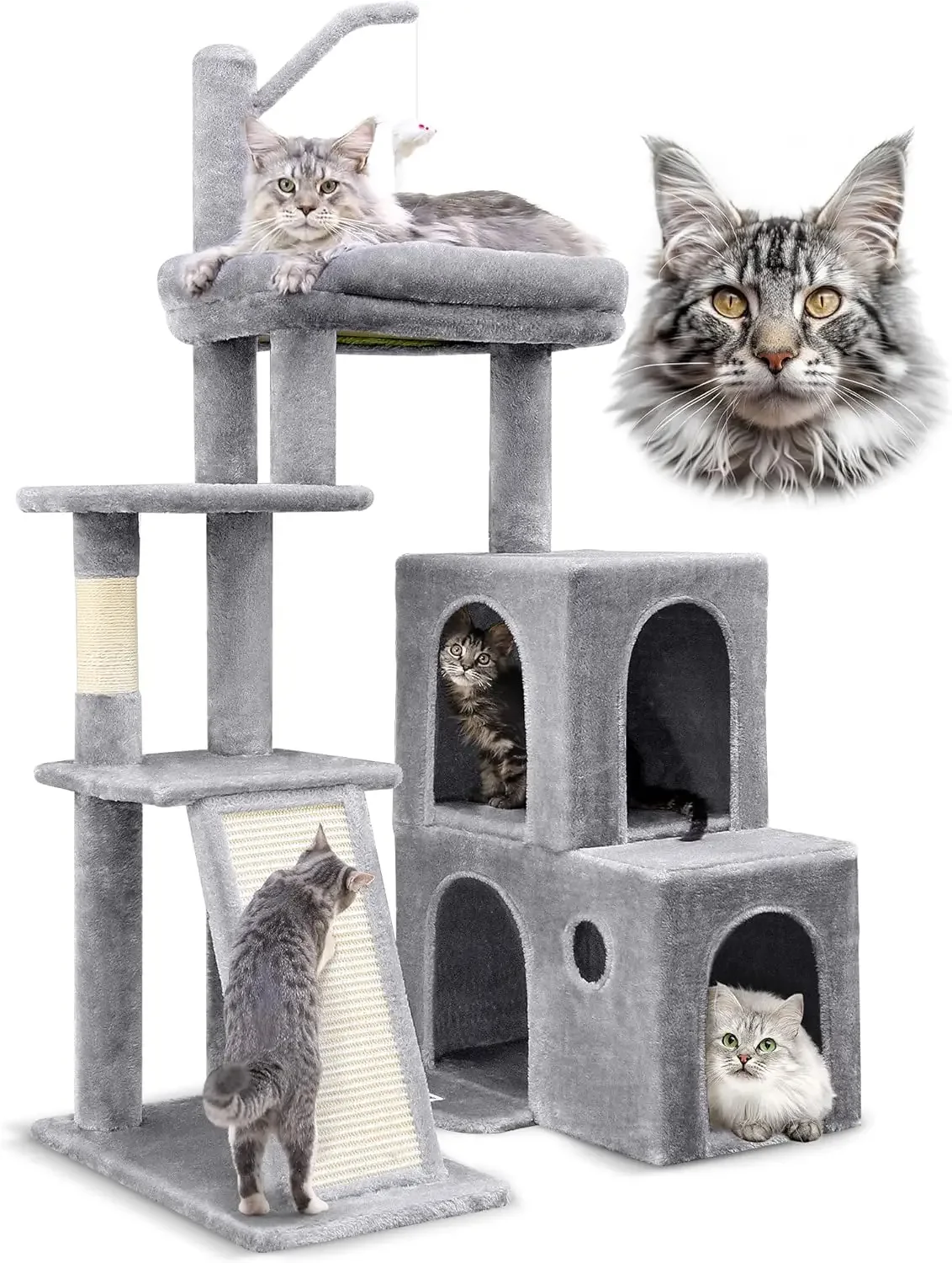 Cat Tree Tower for Large Indoor Cats, 50-inch Heavy Duty Cat Tree for Big Cats, Cat Tree House with Extra-Large Padded