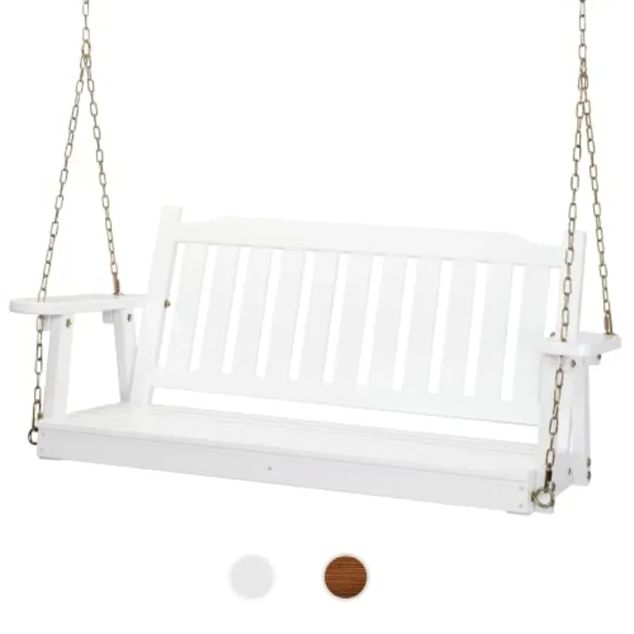Upgraded Wooden Porch Swing, 880 LBS Solid Fir Wood