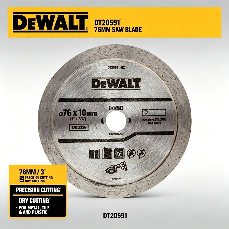 Image of DEWALT 75 mm Diamant-Fliesensägeblatt mit Rand, hohe Härte, verschleißfest, multifunktionale Kreisschneidscheibe DT20591
