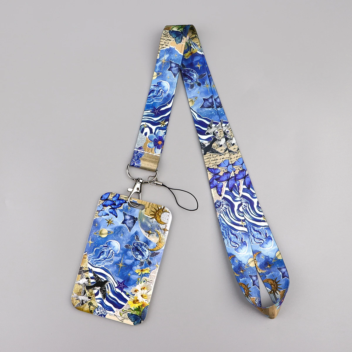 Sardine Tin Celestial Ocean Lanyard Neck Strap Keychain Card Cover Badge Holder Mobile Phone Hang Rope Keyring Accessories Gifts