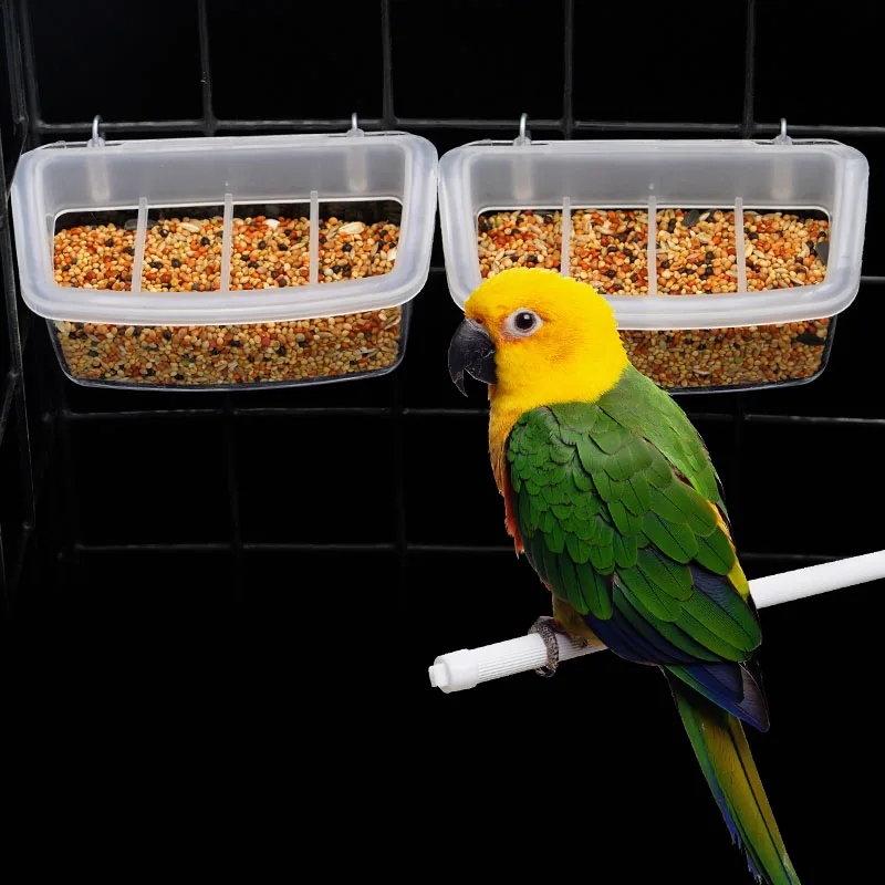 Bird cage Feeding Box High-quality Aviary Durable Transparent Bird Feeder Anti-splash Grid Hanging Bird Feeder Bird Supplies