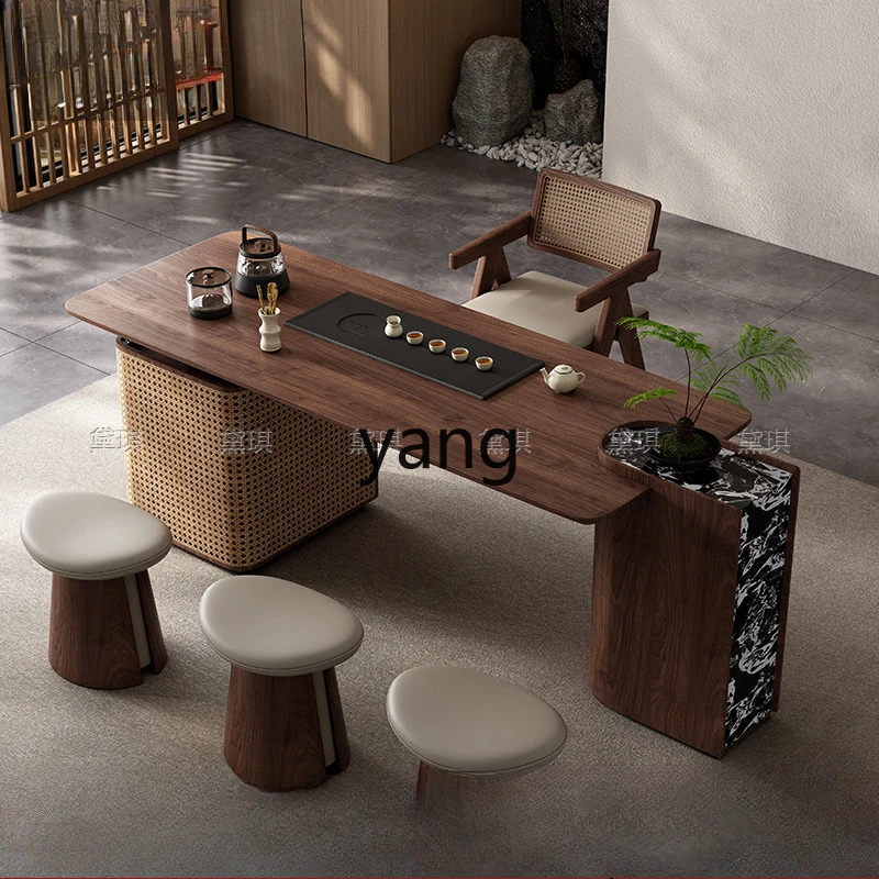 

xyy solid wood large board tea table drinking tea table and chair combination simple light luxury high-end home