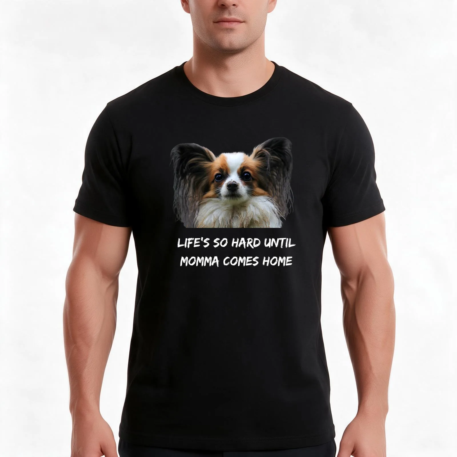 Toy Dog, Spaniel, Papillon T-Shirt, Summer Casual Cotton Tee, Oversized Streetwear Tops, Vintage Graphic Print, Unisex Men Women