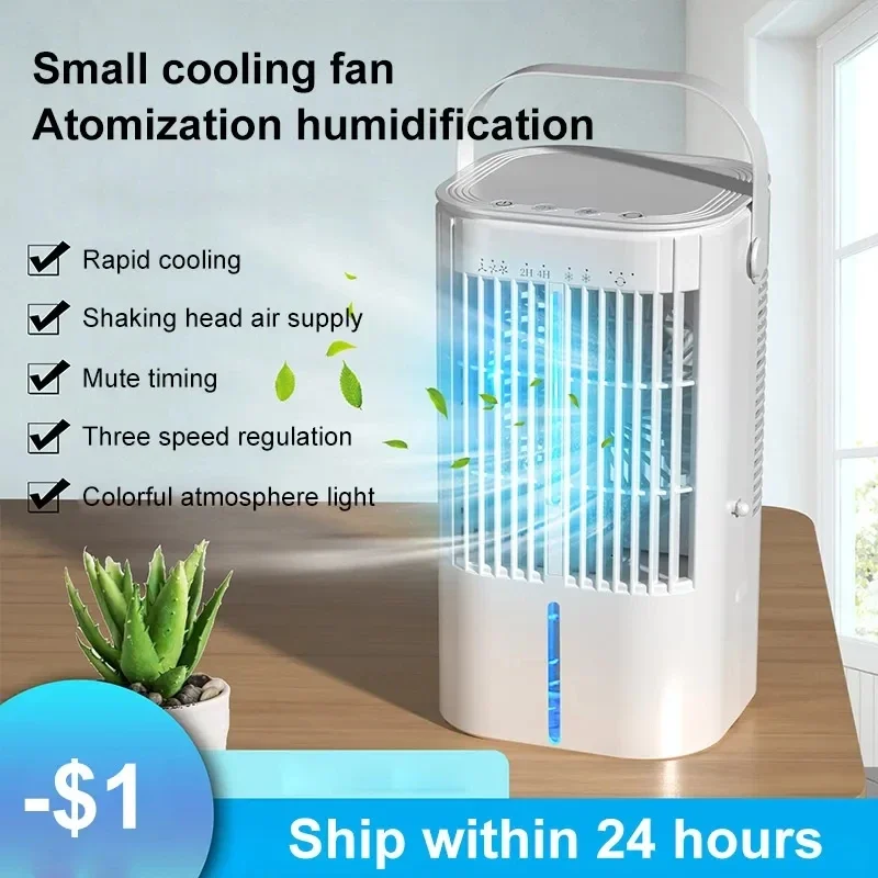 

2023 NEW USB 900ML Portable Colorful Light Timed Air Cooler Mini Air Conditioning Air Cooler Fan Humidifier For Office Bedroom