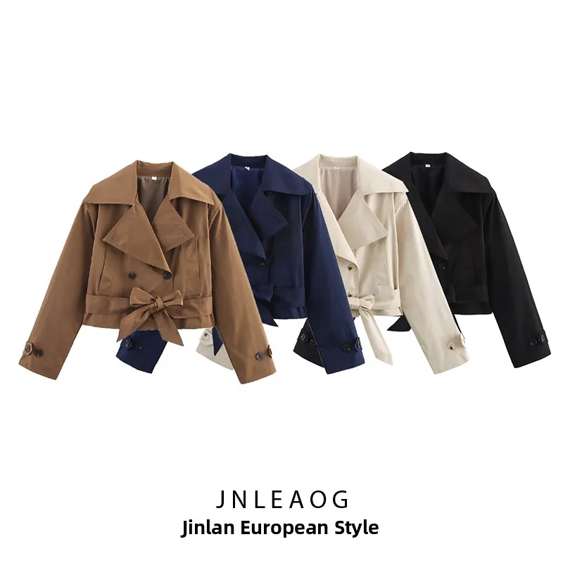 

Faionable Versatile JNLEAOG Women's Coat Belted Design Commute Sle Long Sve Midi Length Polyester Fiber Pure Color