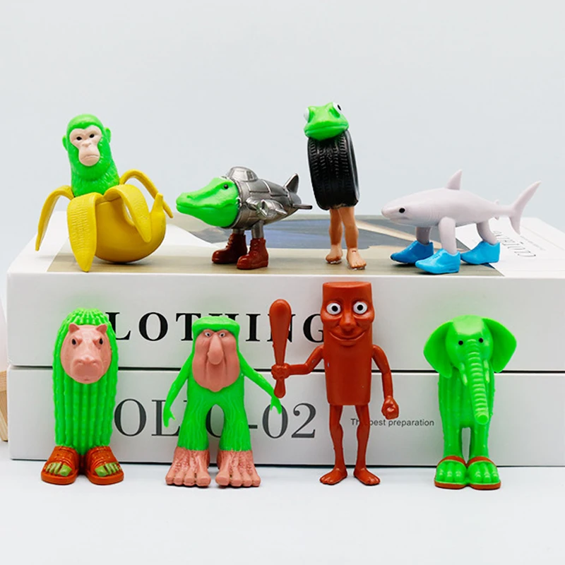8pcs/set Tungtungsahur Figure Cartoon Tralalero Tralala Toy Tung Shark Figurine Funny Doll Desktop Decoration
