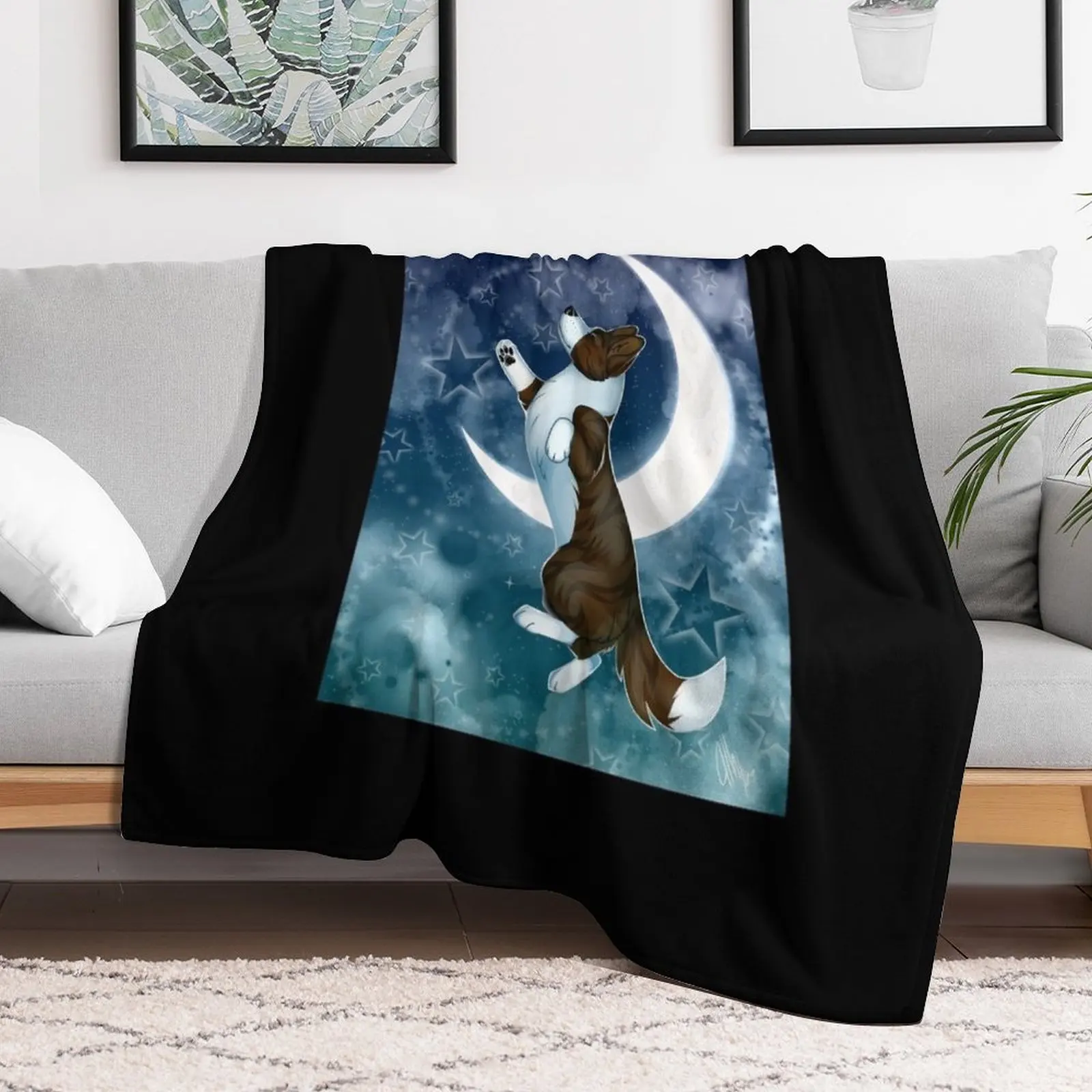 Reach For The Stars - Cardigan Welsh Corgi Throw Blanket valentine gift ideas Custom Cute Plaid Blankets