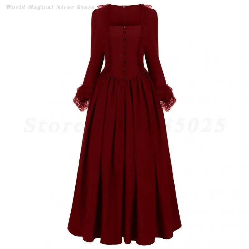 

Halloween Medieval Costume Long Sleeves Court Style Dress Aristocratic Palace Ball Gown Halloween Elegant A-Line Fancy Vestidos