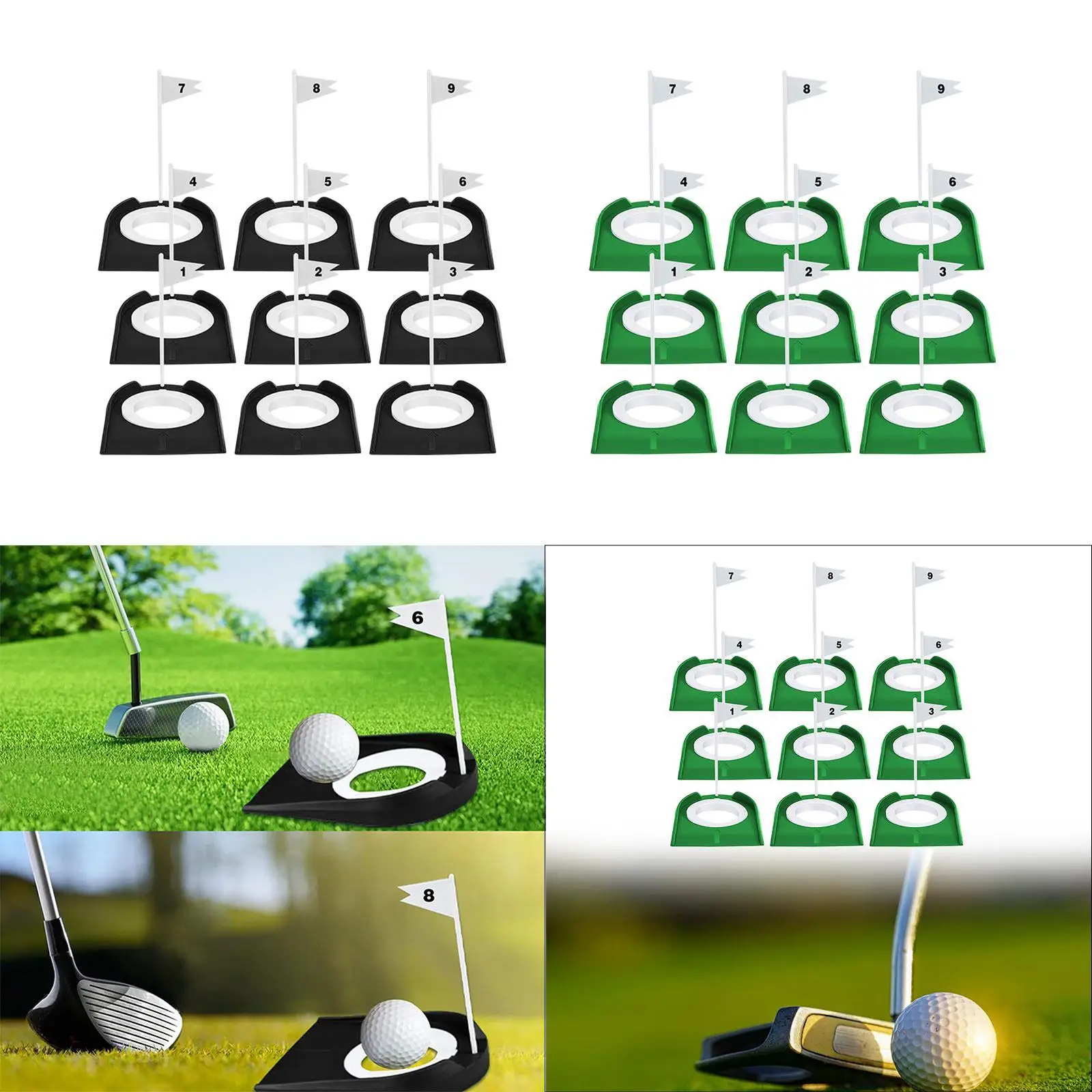 Golf Putting Training Cups Set Practice Hole Cup Golf Aid for Indoor Golf Simulator Office Home
