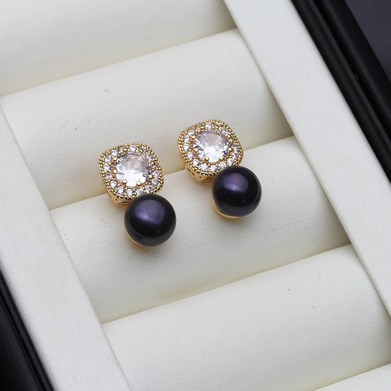 Real 18k Gold Plated Natural Freshwater Pearl Earrings Pin 925 Sterling Silver Pearl Stud Earrings For Women Wedding Gift