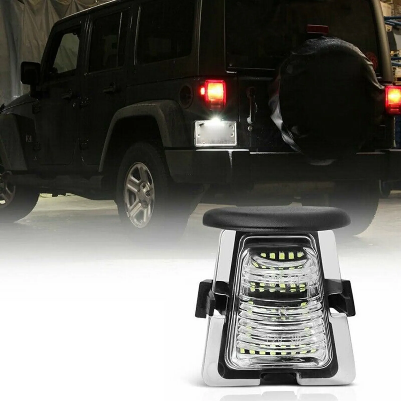 

2PCS Car License Light Modification LED Brighten Auto License Plate Lamp for Jeep Wrangler 2007-2018