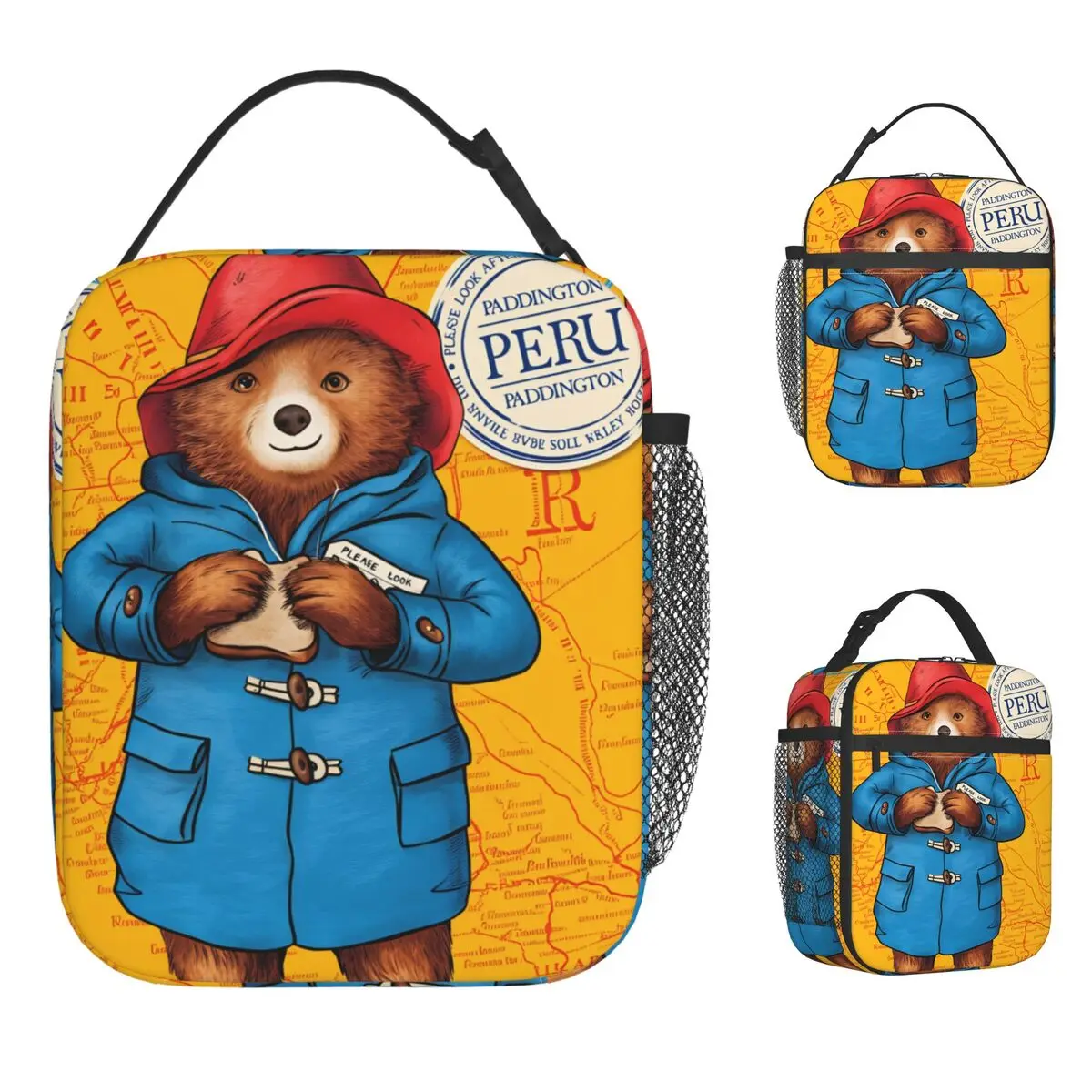 

Британская сумка для обеда Paddington с коричневым медведем, ланч-бокс для пикника на открытом воздухе для детей, винтажная сумка-тоут для еды, Оксфорд, удобная сумка-холодильник