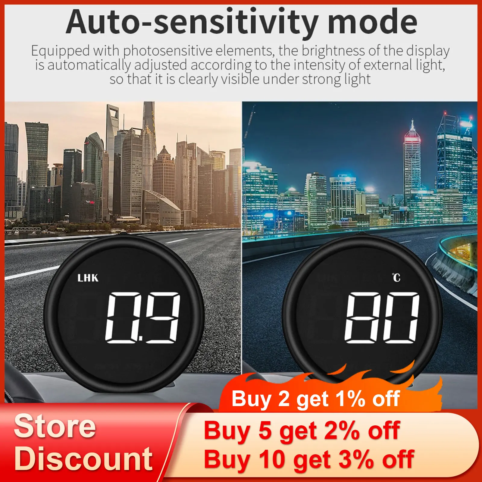 B1 Speedometer OBD2 HUD Car Head Up Display Projector Alarm EOBD Auto Fuel Consumption Volt Meter Water Temperature Gauge