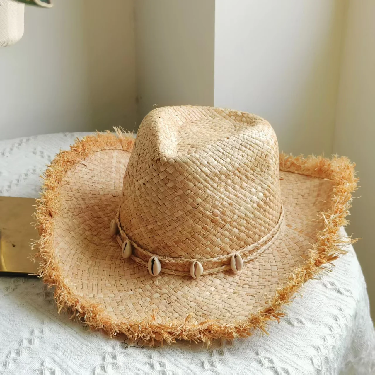 light Western Cowboy Straw hat women Natural Raffia Hats Fashion Large Brim soft straw hat Party Outdoor summer Beach Hat girl