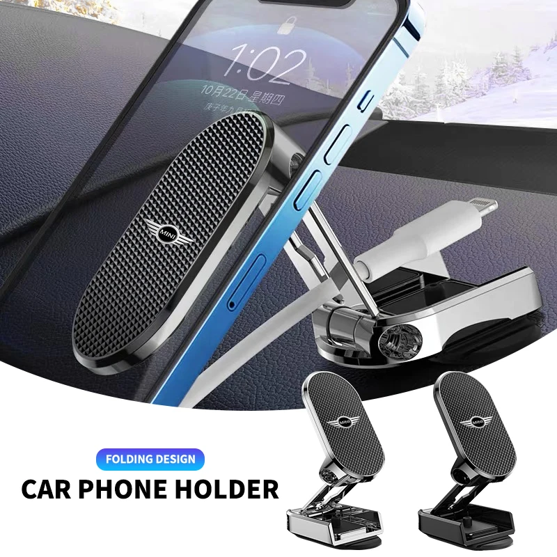 1pcs Folding Magnetic Car Holder 360 Degree Rotatable Mobile Phone Bracket For MINI R53 R52 R50 One JCW Clubman Countryman WORKS