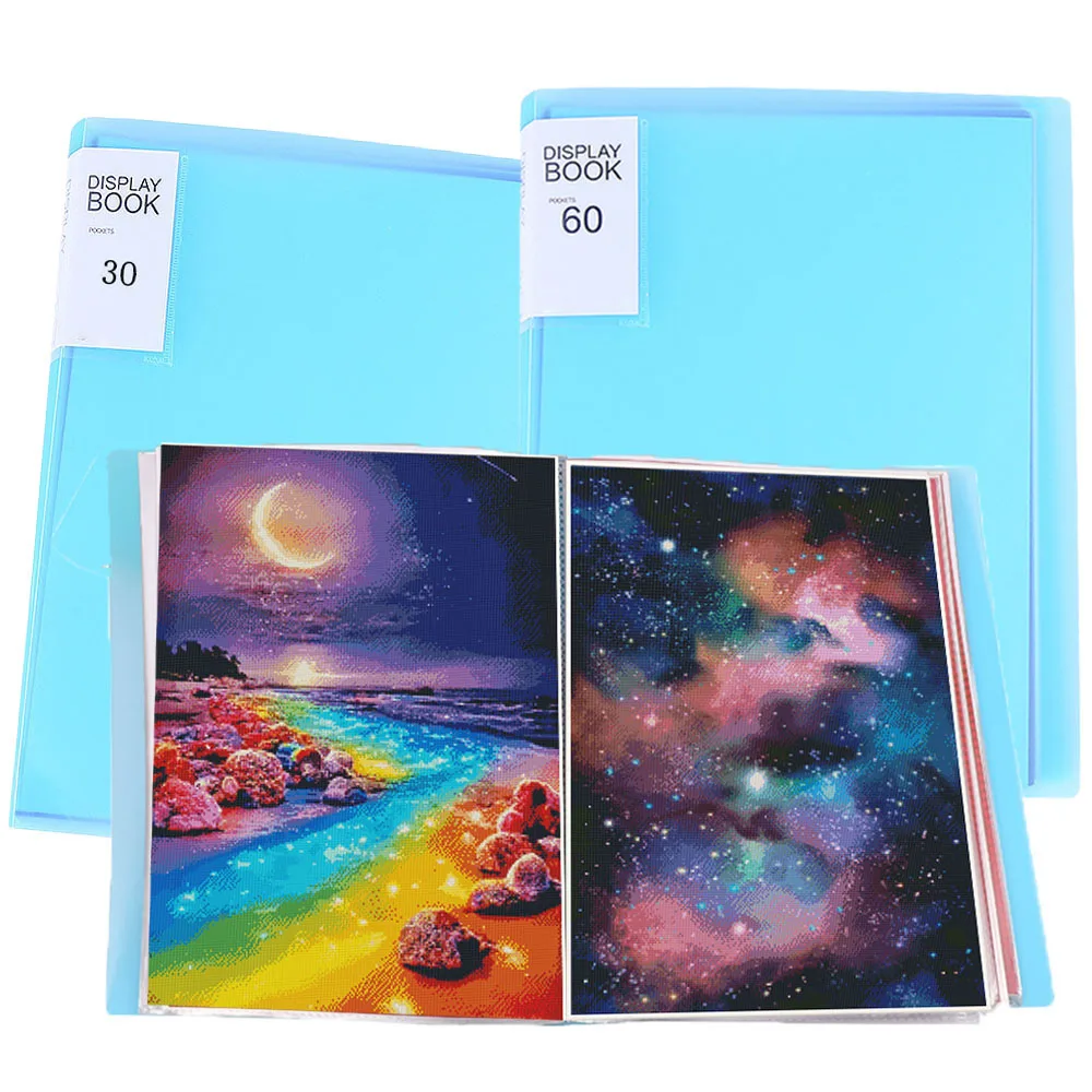 30/60 Page A4 Diamond Painting Storage Book Portfolio Presentation Storage Book Clear Pocket Large Folder Photo Album Stationery