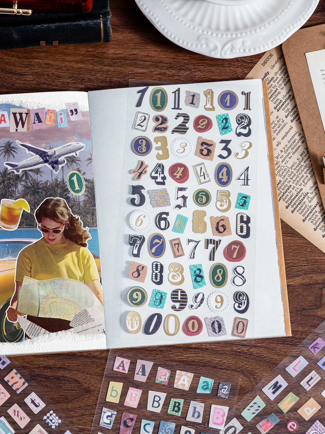 30 Blatt Vintage Goldfolie Alphabet- und Zahlen-Aufkleber-Set, DIY Journal-Dekoration, Niedliche Kunstgeschenke, Schulbedarf – Detail 7